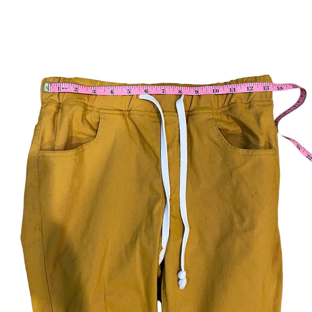 MAO Mustard Yellow Skinny Pants L fall autumn colors pockets elastic drawstring - Picture 6 of 8